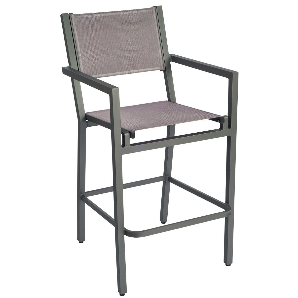 Palm Coast Sling Bar Stool With Arms, Metal Bar Stools With Arms