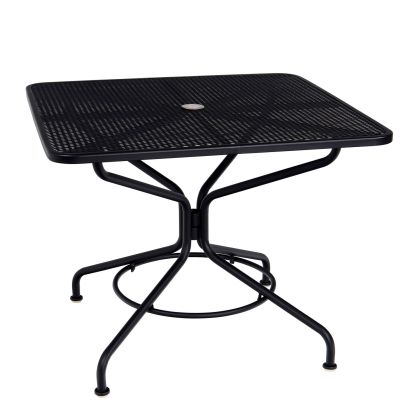 Woodard Café Series Textured Black + Plus 36" Square Dining/Umbrella Table