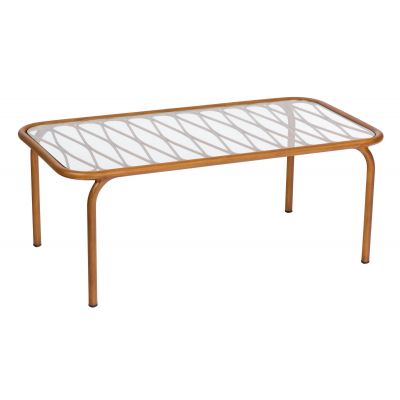 Cane Coffee Table with Glass Top