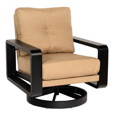 Vale Swivel Lounge Chair with Upholstered Back 