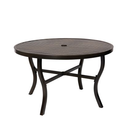 Plank Top Tables 48" Round Dining Table with Decorative Leg Base