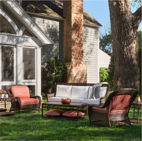 San Michele outdoor woven seating collection by Alexa Hampton + Woodard