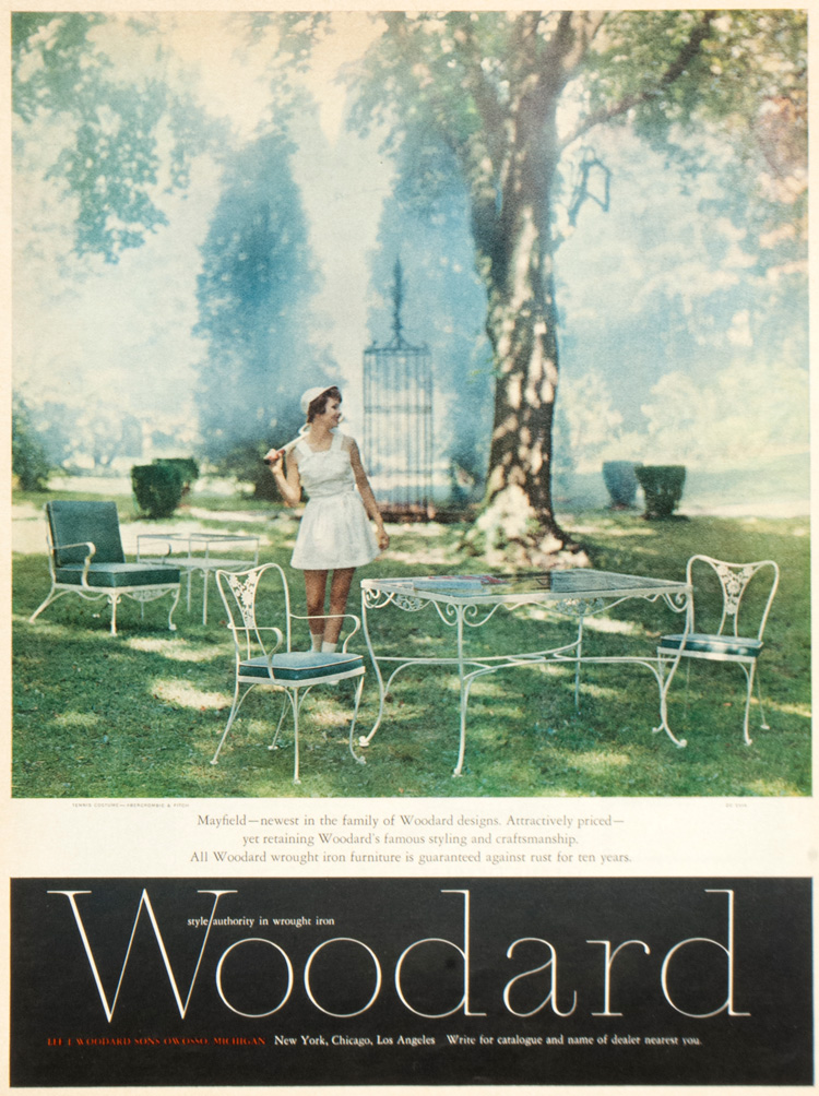 1962 woodard ad featuring The Mayfield Collection and Jackie Kennedy